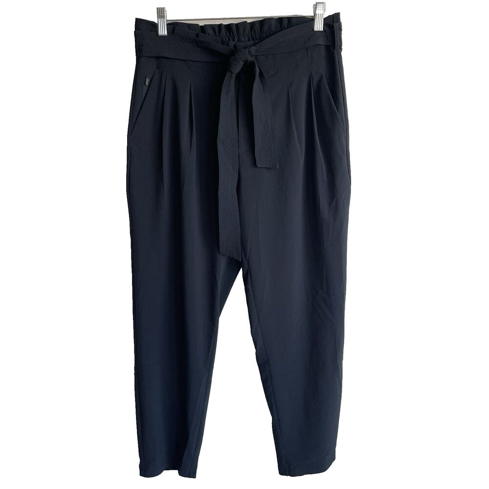 Athleta Skyline Pants II Black Belted Career Preppy Work Office‎ Trousers Size 8
